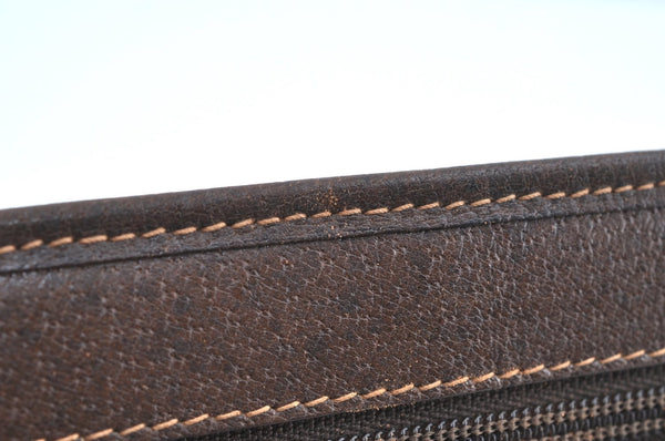 Authentic GUCCI Clutch Hand Bag Purse GG PVC Leather Brown Junk J9394
