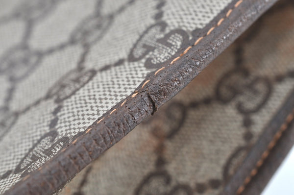 Authentic GUCCI Clutch Hand Bag Purse GG PVC Leather Brown Junk J9394