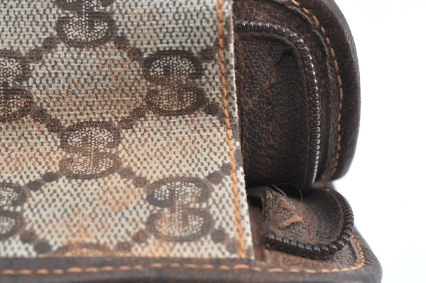 Authentic GUCCI Clutch Hand Bag Purse GG PVC Leather Brown Junk J9394