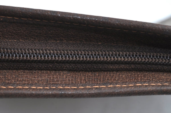 Authentic GUCCI Clutch Hand Bag Purse GG PVC Leather Brown Junk J9394