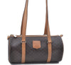 Authentic CELINE Macadam Blason Shoulder Hand Bag Leather Brown Beige J9411
