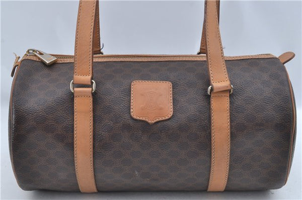 Authentic CELINE Macadam Blason Shoulder Hand Bag Leather Brown Beige J9411