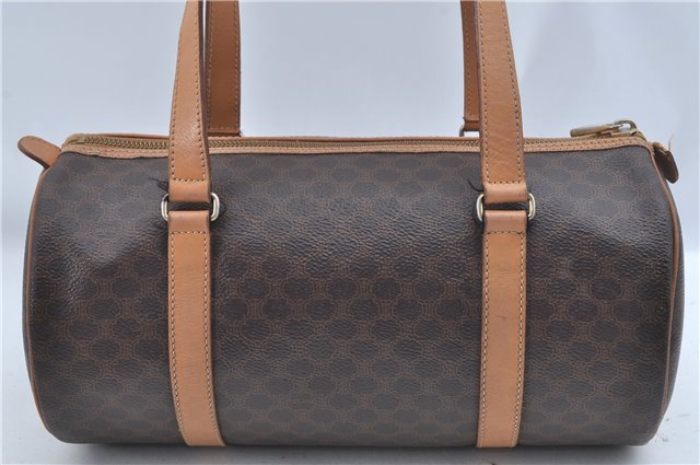 Authentic CELINE Macadam Blason Shoulder Hand Bag Leather Brown Beige J9411
