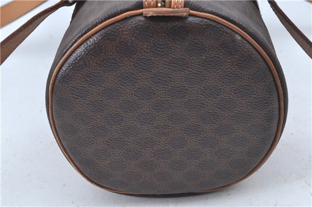 Authentic CELINE Macadam Blason Shoulder Hand Bag Leather Brown Beige J9411