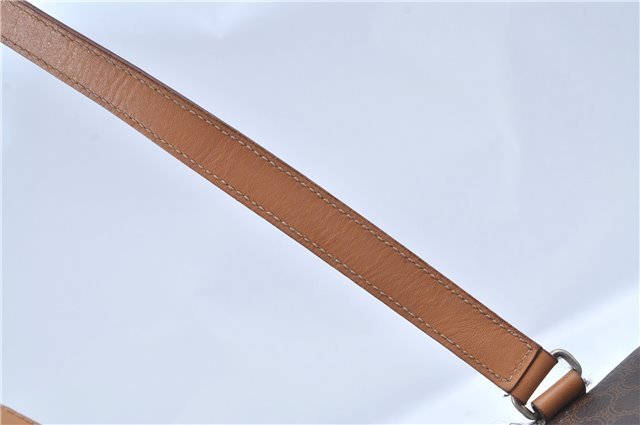 Authentic CELINE Macadam Blason Shoulder Hand Bag Leather Brown Beige J9411