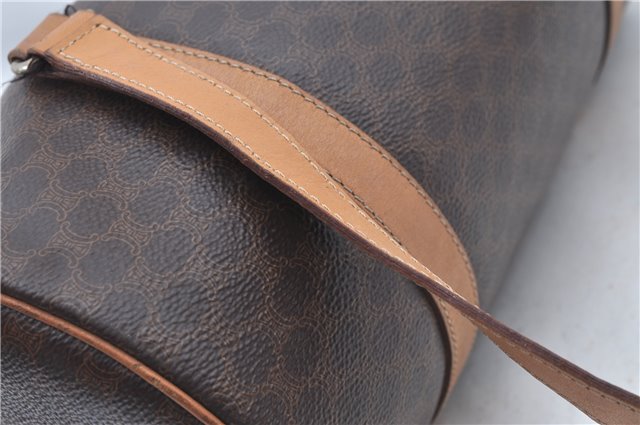 Authentic CELINE Macadam Blason Shoulder Hand Bag Leather Brown Beige J9411