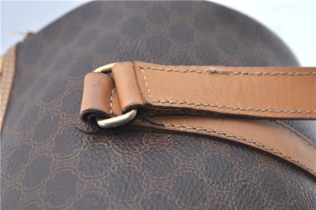 Authentic CELINE Macadam Blason Shoulder Hand Bag Leather Brown Beige J9411