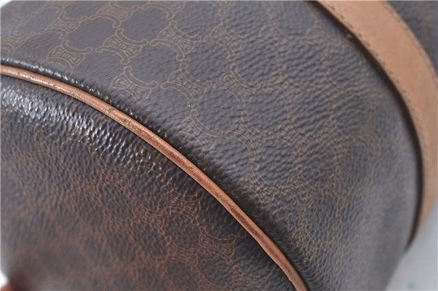 Authentic CELINE Macadam Blason Shoulder Hand Bag Leather Brown Beige J9411