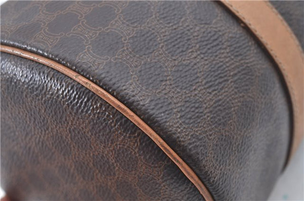 Authentic CELINE Macadam Blason Shoulder Hand Bag Leather Brown Beige J9411