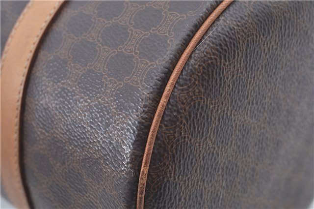 Authentic CELINE Macadam Blason Shoulder Hand Bag Leather Brown Beige J9411