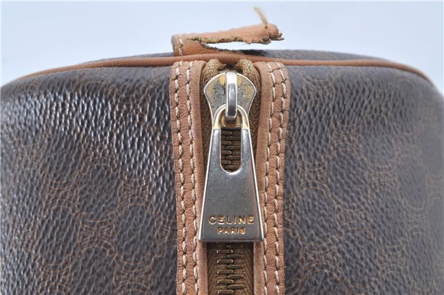 Authentic CELINE Macadam Blason Shoulder Hand Bag Leather Brown Beige J9411