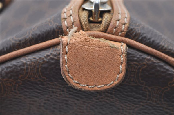 Authentic CELINE Macadam Blason Shoulder Hand Bag Leather Brown Beige J9411