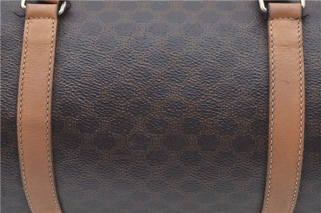 Authentic CELINE Macadam Blason Shoulder Hand Bag Leather Brown Beige J9411