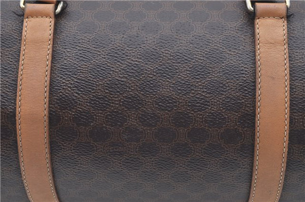 Authentic CELINE Macadam Blason Shoulder Hand Bag Leather Brown Beige J9411