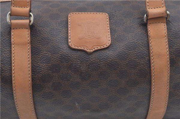 Authentic CELINE Macadam Blason Shoulder Hand Bag Leather Brown Beige J9411