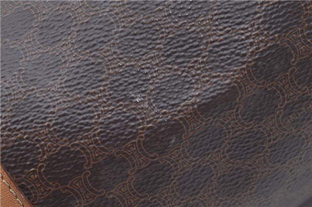 Authentic CELINE Macadam Blason Shoulder Hand Bag Leather Brown Beige J9411