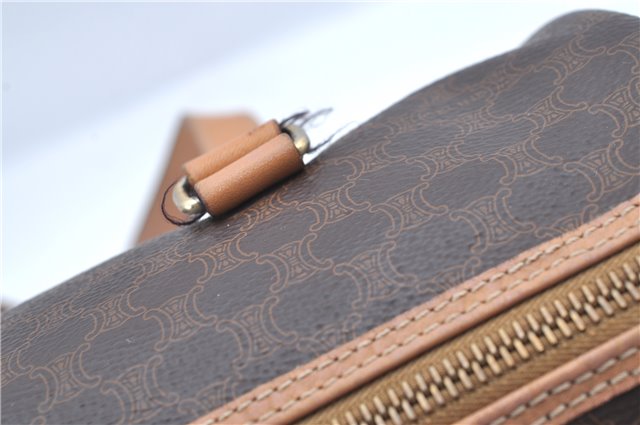 Authentic CELINE Macadam Blason Shoulder Hand Bag Leather Brown Beige J9411
