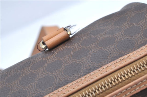 Authentic CELINE Macadam Blason Shoulder Hand Bag Leather Brown Beige J9411