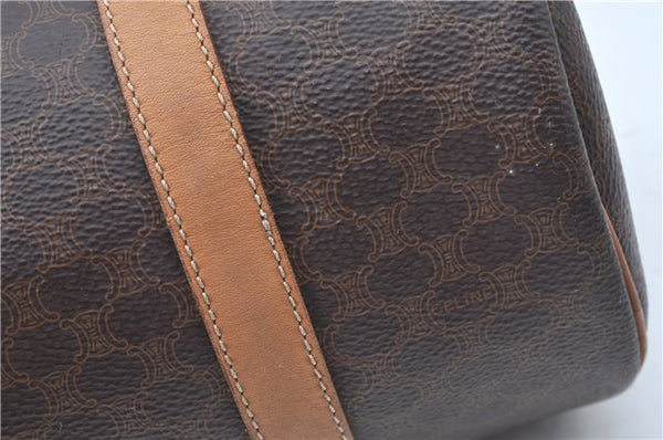 Authentic CELINE Macadam Blason Shoulder Hand Bag Leather Brown Beige J9411