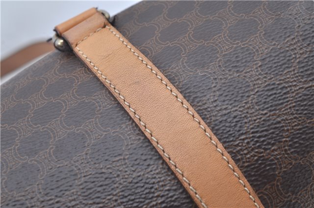 Authentic CELINE Macadam Blason Shoulder Hand Bag Leather Brown Beige J9411
