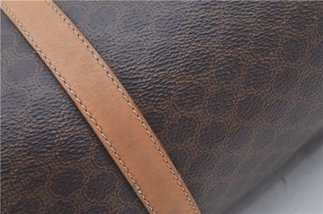 Authentic CELINE Macadam Blason Shoulder Hand Bag Leather Brown Beige J9411