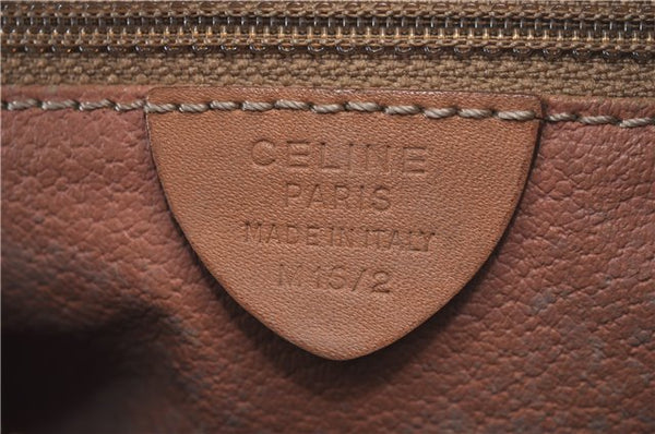 Authentic CELINE Macadam Blason Shoulder Hand Bag Leather Brown Beige J9411
