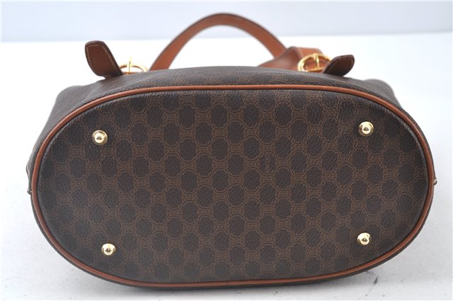 Authentic CELINE Macadam Blason Shoulder Tote Bag Purse PVC Leather Brown J9424