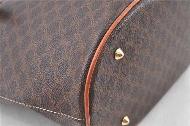 Authentic CELINE Macadam Blason Shoulder Tote Bag Purse PVC Leather Brown J9424