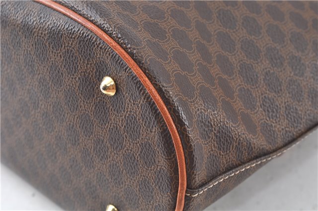 Authentic CELINE Macadam Blason Shoulder Tote Bag Purse PVC Leather Brown J9424