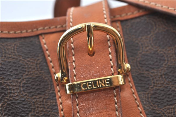 Authentic CELINE Macadam Blason Shoulder Tote Bag Purse PVC Leather Brown J9424
