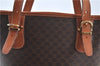 Authentic CELINE Macadam Blason Shoulder Tote Bag Purse PVC Leather Brown J9424