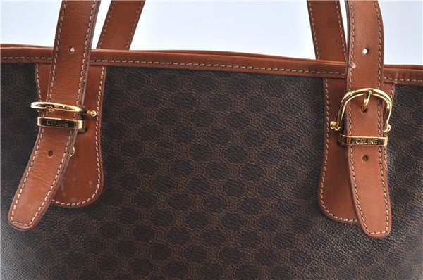Authentic CELINE Macadam Blason Shoulder Tote Bag Purse PVC Leather Brown J9424