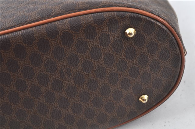 Authentic CELINE Macadam Blason Shoulder Tote Bag Purse PVC Leather Brown J9424