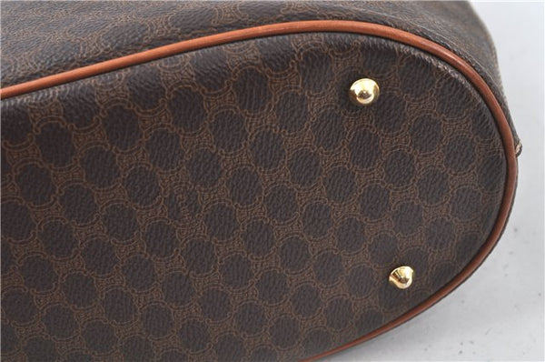 Authentic CELINE Macadam Blason Shoulder Tote Bag Purse PVC Leather Brown J9424