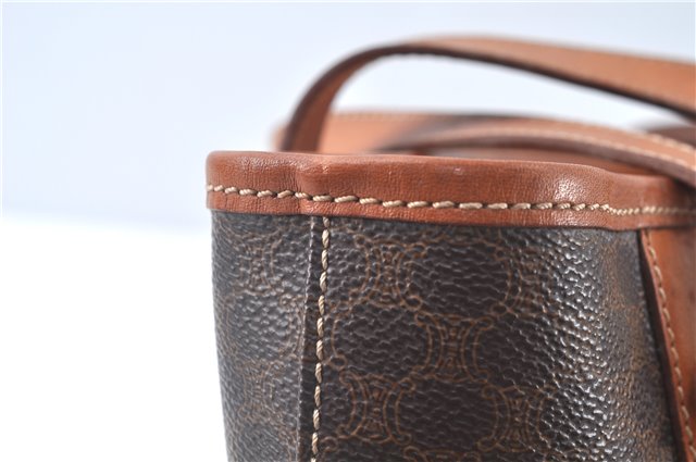 Authentic CELINE Macadam Blason Shoulder Tote Bag Purse PVC Leather Brown J9424