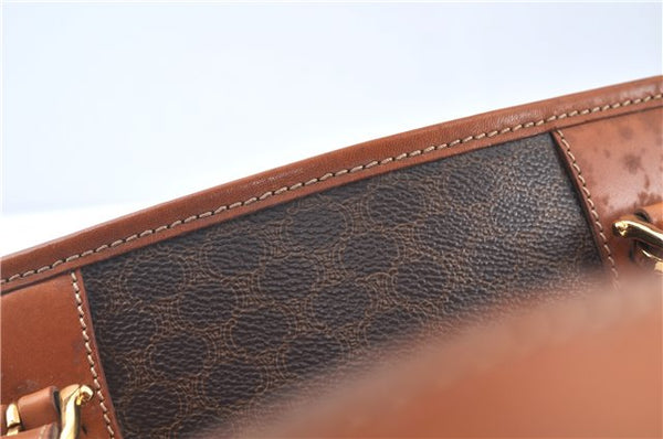 Authentic CELINE Macadam Blason Shoulder Tote Bag Purse PVC Leather Brown J9424