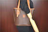 Authentic CELINE Macadam Blason Shoulder Tote Bag Purse PVC Leather Brown J9424