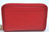 Authentic GUCCI Micro Guccissima Lovely Heart Leather Coin Case 268750 Red J9425