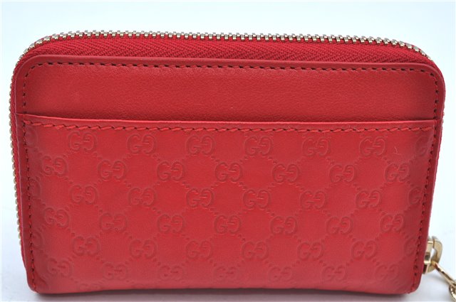Authentic GUCCI Micro Guccissima Lovely Heart Leather Coin Case 268750 Red J9425