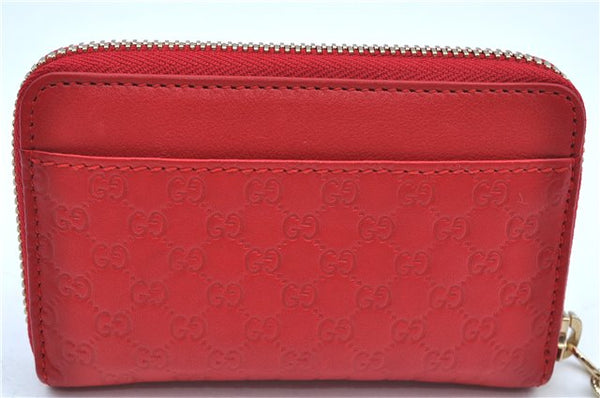 Authentic GUCCI Micro Guccissima Lovely Heart Leather Coin Case 268750 Red J9425
