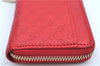 Authentic GUCCI Micro Guccissima Lovely Heart Leather Coin Case 268750 Red J9425