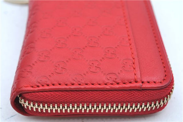 Authentic GUCCI Micro Guccissima Lovely Heart Leather Coin Case 268750 Red J9425