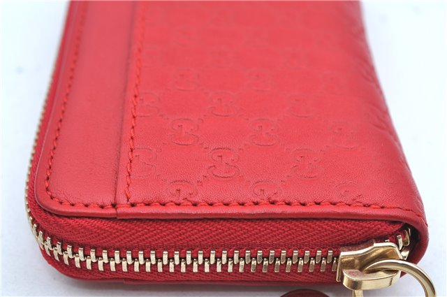 Authentic GUCCI Micro Guccissima Lovely Heart Leather Coin Case 268750 Red J9425