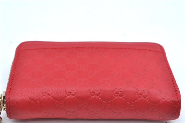 Authentic GUCCI Micro Guccissima Lovely Heart Leather Coin Case 268750 Red J9425
