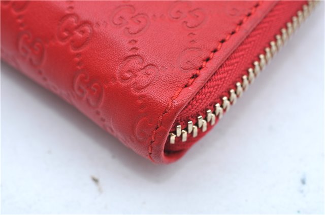 Authentic GUCCI Micro Guccissima Lovely Heart Leather Coin Case 268750 Red J9425