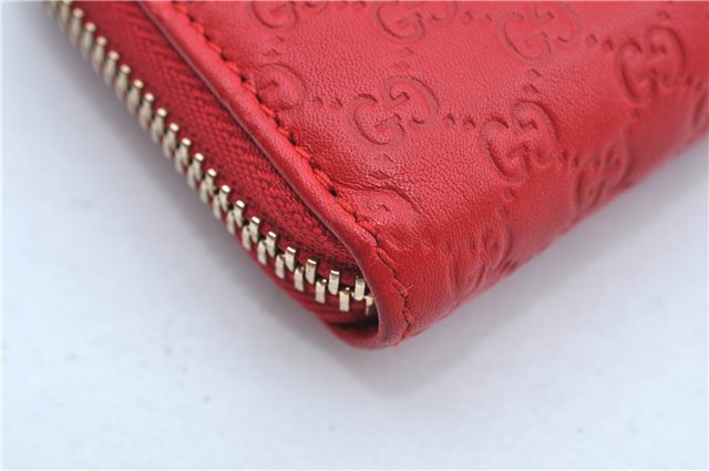 Authentic GUCCI Micro Guccissima Lovely Heart Leather Coin Case 268750 Red J9425