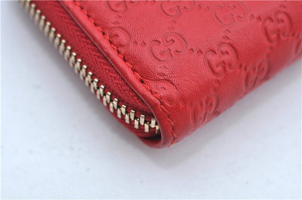 Authentic GUCCI Micro Guccissima Lovely Heart Leather Coin Case 268750 Red J9425