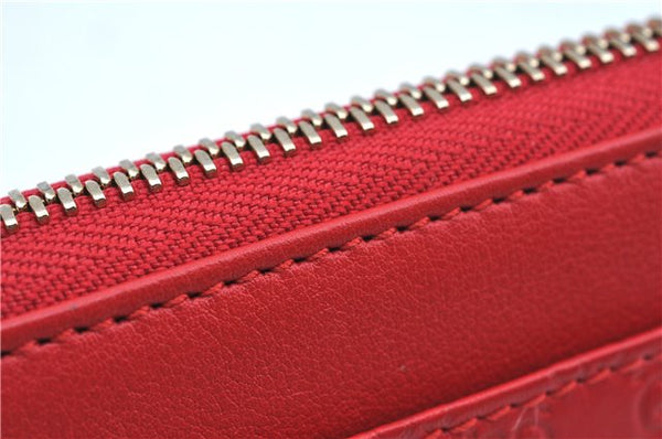 Authentic GUCCI Micro Guccissima Lovely Heart Leather Coin Case 268750 Red J9425