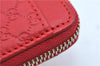 Authentic GUCCI Micro Guccissima Lovely Heart Leather Coin Case 268750 Red J9425