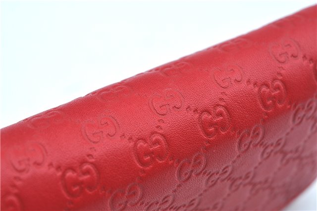 Authentic GUCCI Micro Guccissima Lovely Heart Leather Coin Case 268750 Red J9425